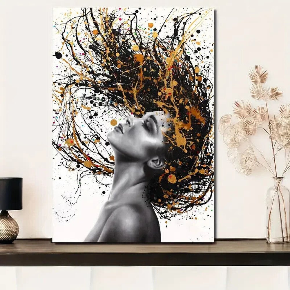 Abstract Colorful Hair Artistic Canvas Print NEW! 11.8 in x 16.5 in Home & Garden:Home Décor:Posters & Prints Style Your Walls